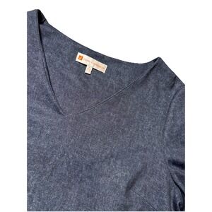 Jude Connolly Women's Blue V-Neck Dress Size L Made In The USA Tie/Bell Sleeve